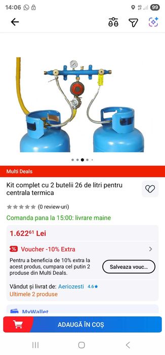 Centralina GPL, 2 butelii, regulator, filtru, electrovalva si senzor