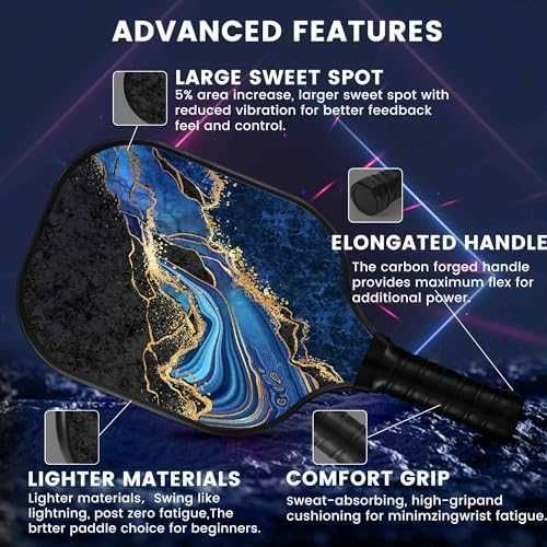 Нова Карбонова хилка за Pickleball с омекотен захват и стилен дизайн