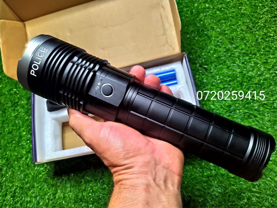 Lanternă Police de Mare Putere + TURBO AK138-1 LED PM60-TG, 8x18650