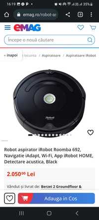 Robot aspirator iRobot Roomba 692, Navigatie iAdapt, Wi-Fi, App iRobot