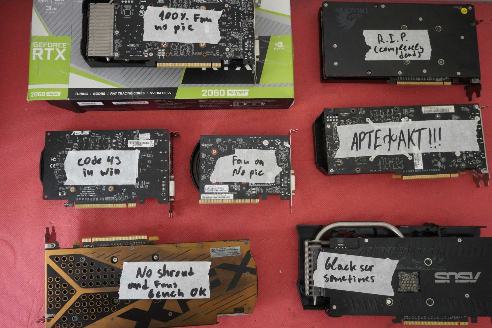 LOT РАЗВАЛЕНИ видеокарти RTX 2060 RX 5700, GTX 1650, GTX 1060, RX 480