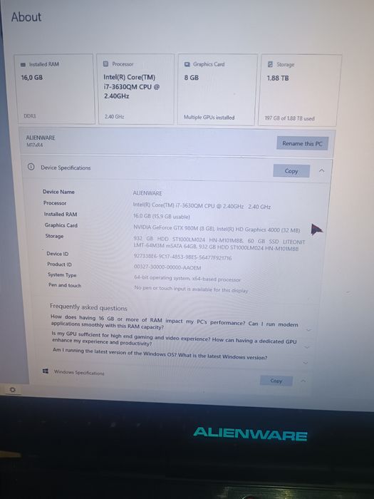 Dell Alienware m17xR4
