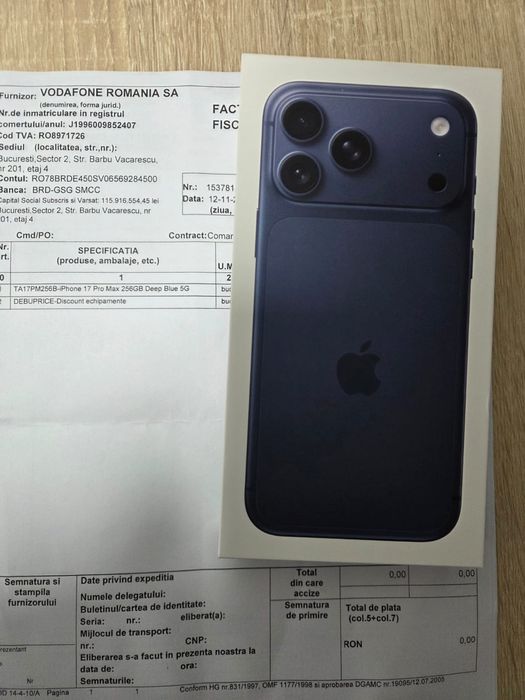 Iphone 17 PRO MAX 256G sigilat  Factura garanție
