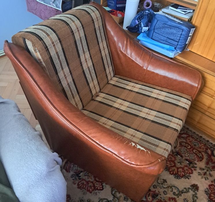 Fotoliu pat stofa si piele ecologica