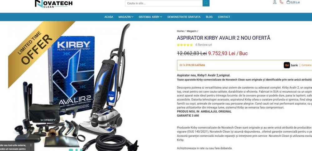 KIRBY AVALIR 2™  +set spalare nou nefolosit