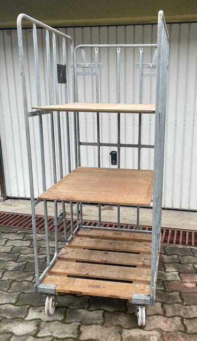 Cărucior marfă tip box / rolling cage pentru depozit – oțel galvanizat