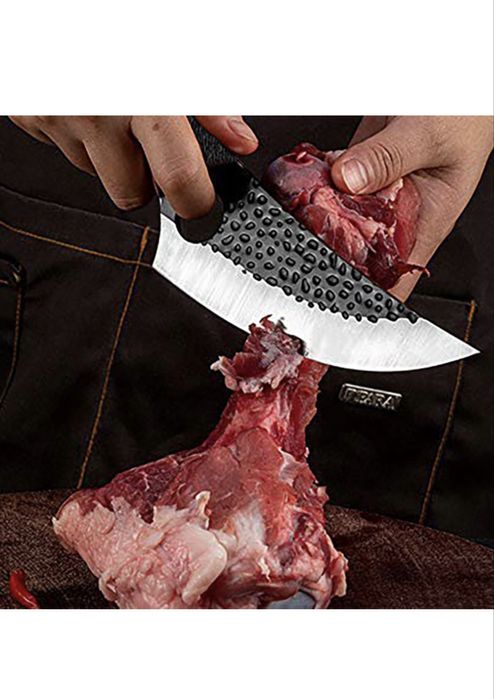 Cutit Japonez, Forjat Manual, Otel Inoxidabil, 27,5 cm, husa din piele