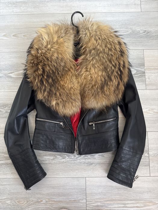 Кожено яке от естествена кожа с яка от лисица