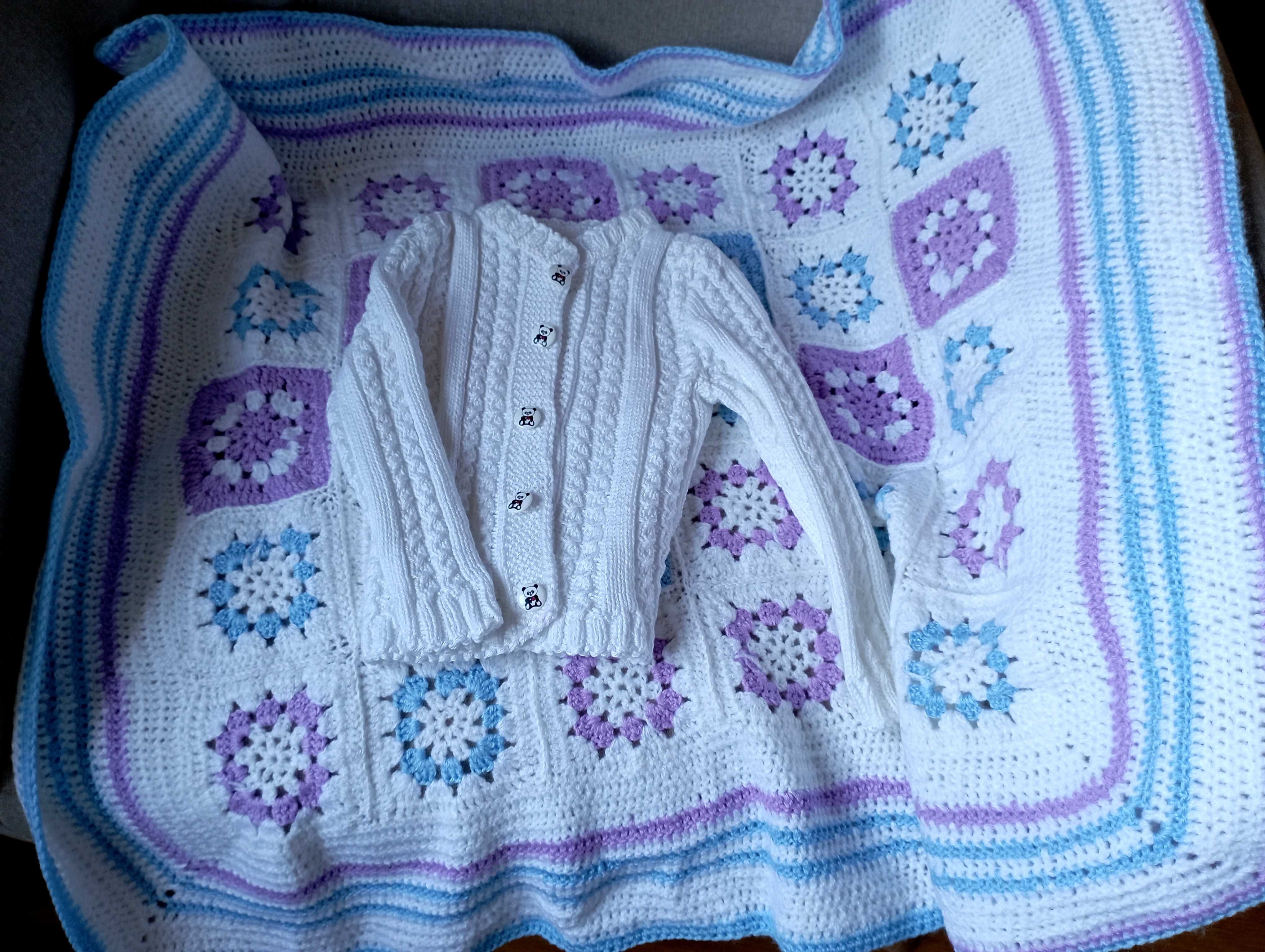 Păturică & pulover 6-9 luni, croșetate manual