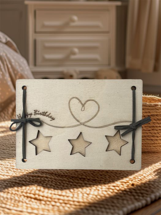 Felicitare din lemn gravata