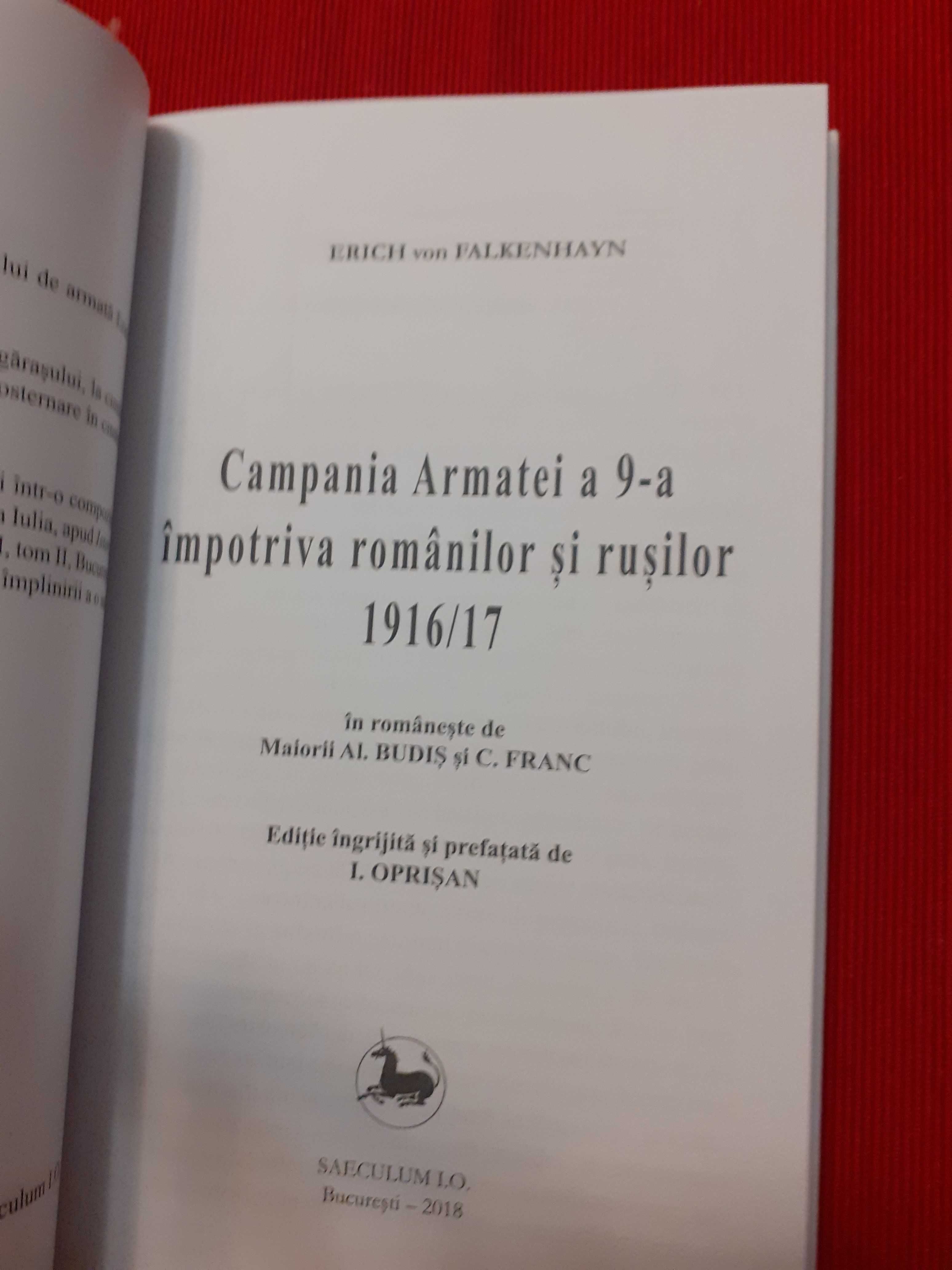 Falkenhayn - Campania Armatei a IX-a impotriva romanilor si rusilor