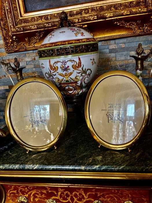 Elegant set-rame foto ovale-alama solida-mid century-Anglia