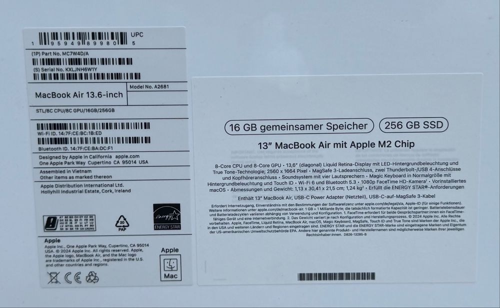 НОВ!!! Лаптоп Apple MacBook Air 13”, M2, 8 ядрен, 16GB RAM, 256GB