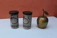 Set solnite sare/piper, ceramica MOUSEHOLE, Anglia, Vintage, ca 1970