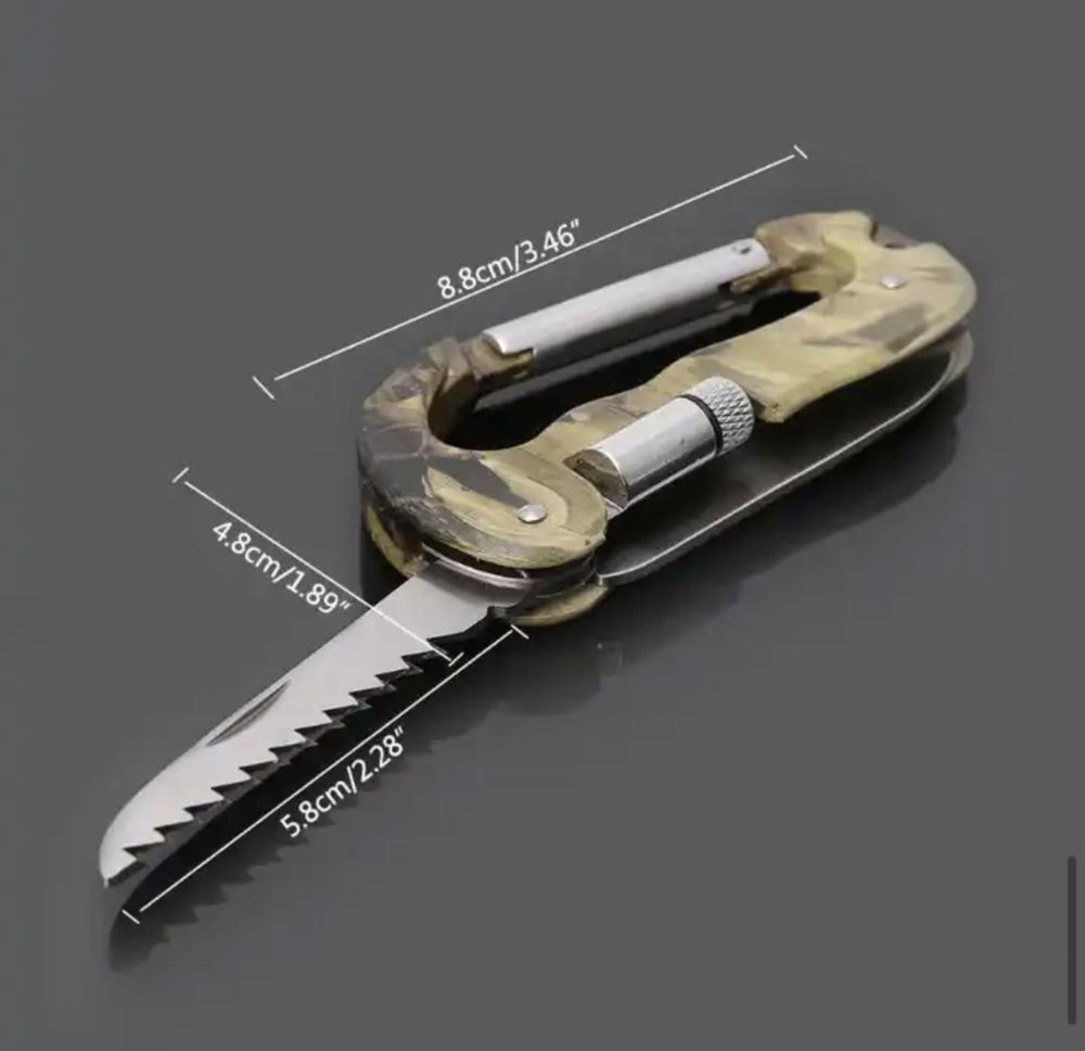 тактически мултитул 4в1 карабинер нож трион фенерче оцеляване къмпинг