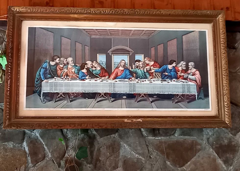 Tablou religios, icoană veche " Cina cea de taina "