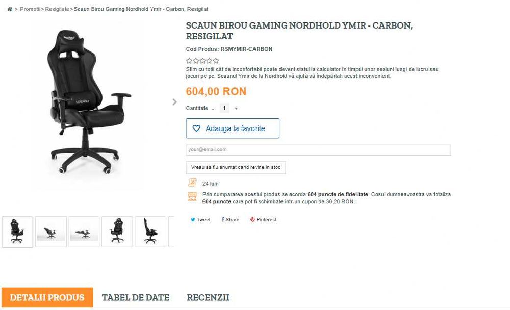 Scaun de gaming NordHold Ymir, stare buna