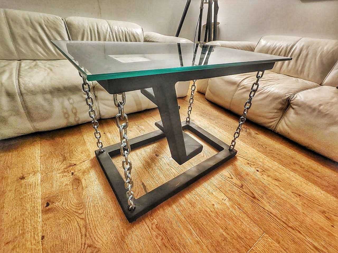 Masa de cafea din metal și sticlă.Tensegrity Table Steel & Glass