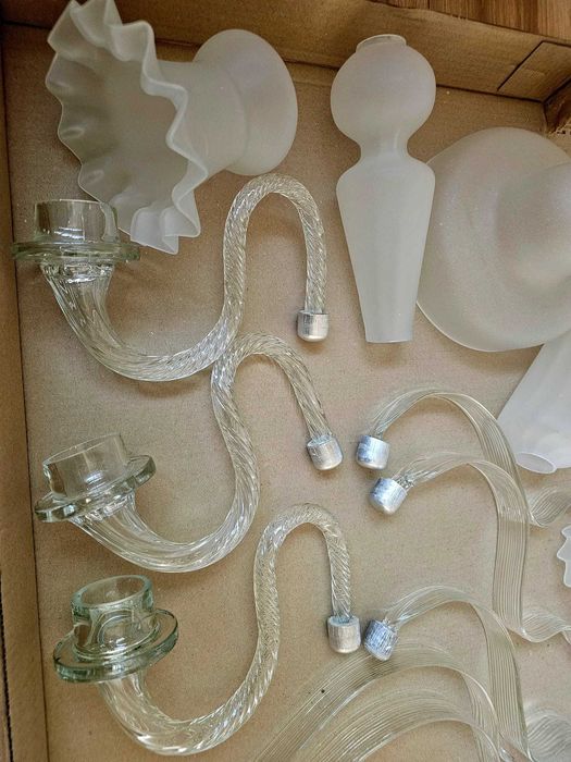 Piese lustra clasica din sticla alba