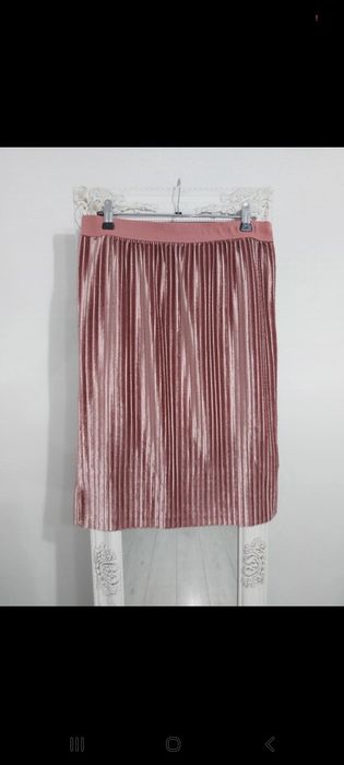 Fustă midi damă roz pudră