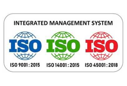 Внедрение и сертификация по стандартам ISO 9001, ISO 45001, ISO 14001.