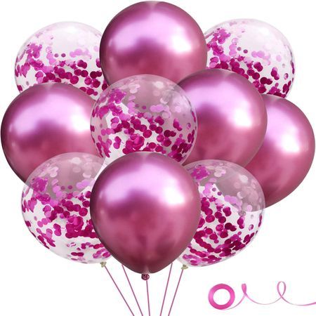 Set 10 Baloane Pentru Petrecere, Domi Party & Gifts, Roz/Confetti
