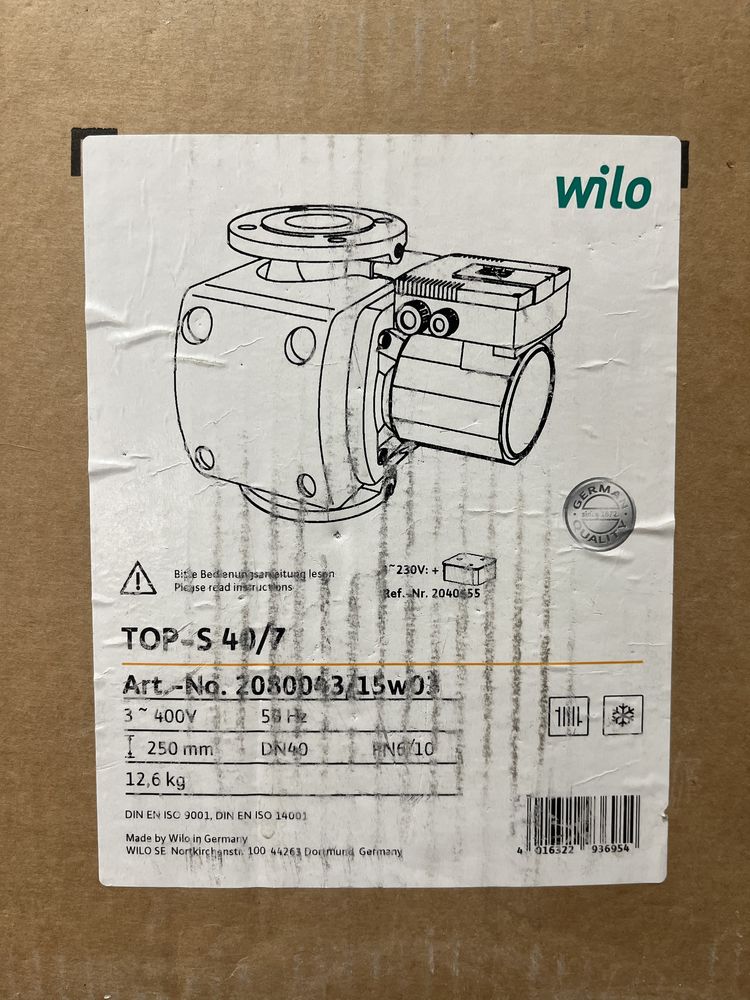 WILO TOP-S 40/7 Циркуляционный насос WILO TOP-S 40/7 - 1 шт. (новый)