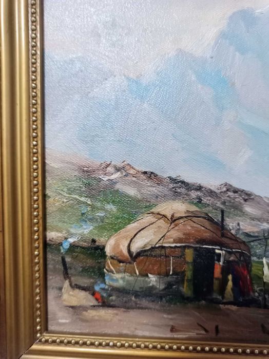 Страхотна картина маслени бои върху платно Курмангазы Акашевич Акашев