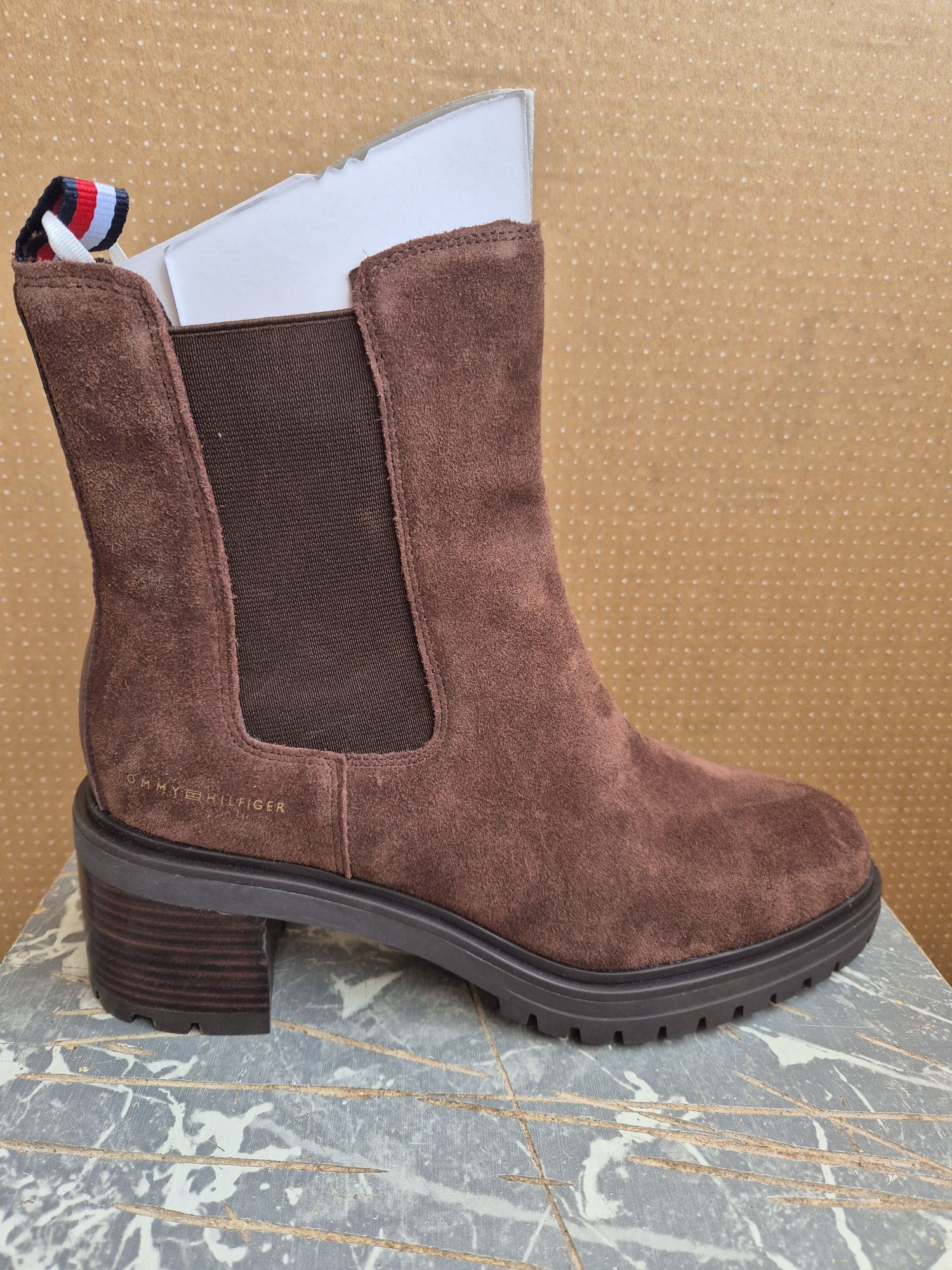 Tommy Hilfiger - Ghete dama, Piele naturala, Maro, 40