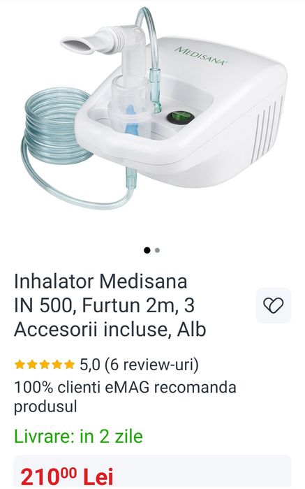 Inhalator,nebulizate aerosoli cu piston Medsana in 500