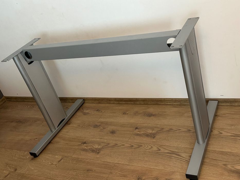 cadru birou traversa 2 picioare metalic aluminiu satinat orice blat