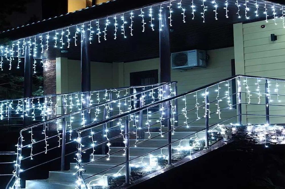 10M 400 LED Коледни светлини Студено бяло IP65 8 режима с дистанционно