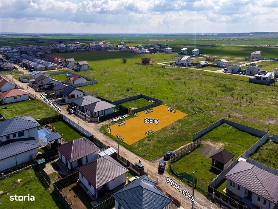 Berceni- Sf Ana ,Teren Intravilan 836 Mp,Stb 3 Min,Deschidere 17 Ml