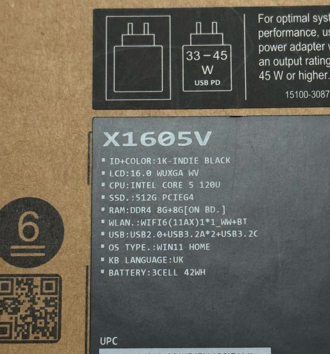 Laptop asus vivobook 16” intel core 5 120u 16/512gb Sigilat