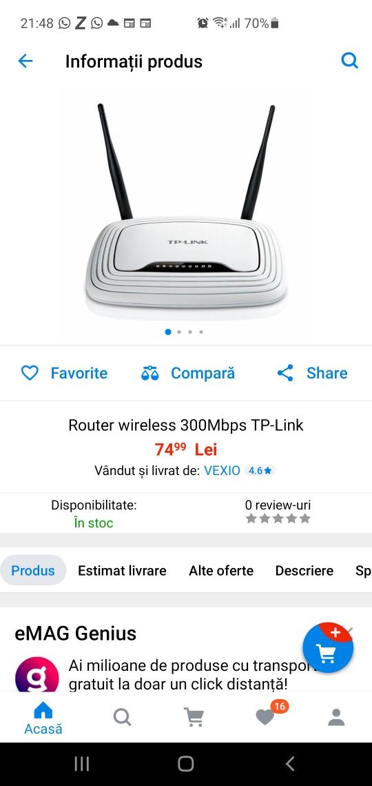 Universal DOCK USB 3.0 și wireless N 300Mbps TP-LINK TL-WR841N