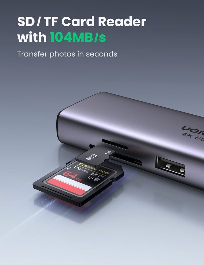 Hub multifunctional 7in1,UGREEN,USB-C,HDMI 4K,SD/TF,Ethernet,