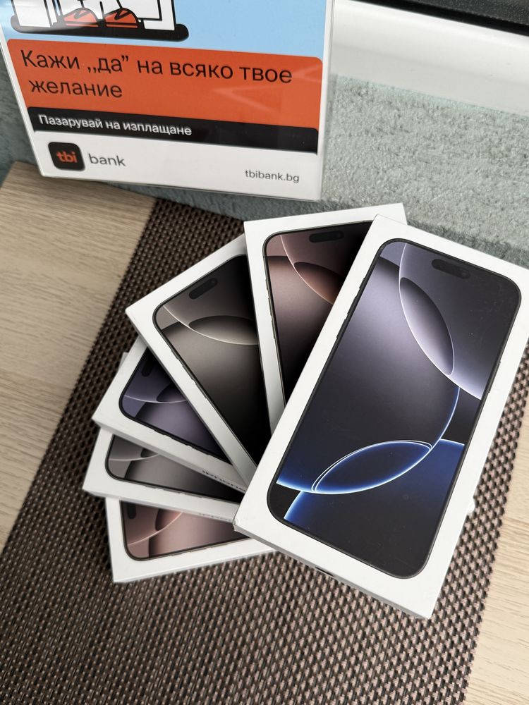 НОВ! *ЛИЗИНГ* iPhone 16 Pro Max Black Natural White Desert Titanium