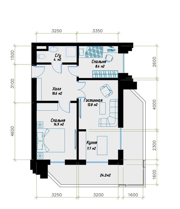 Срочно ЖК Сапфир Терраса  3/7/9 67м2 с терассой гаспитальный