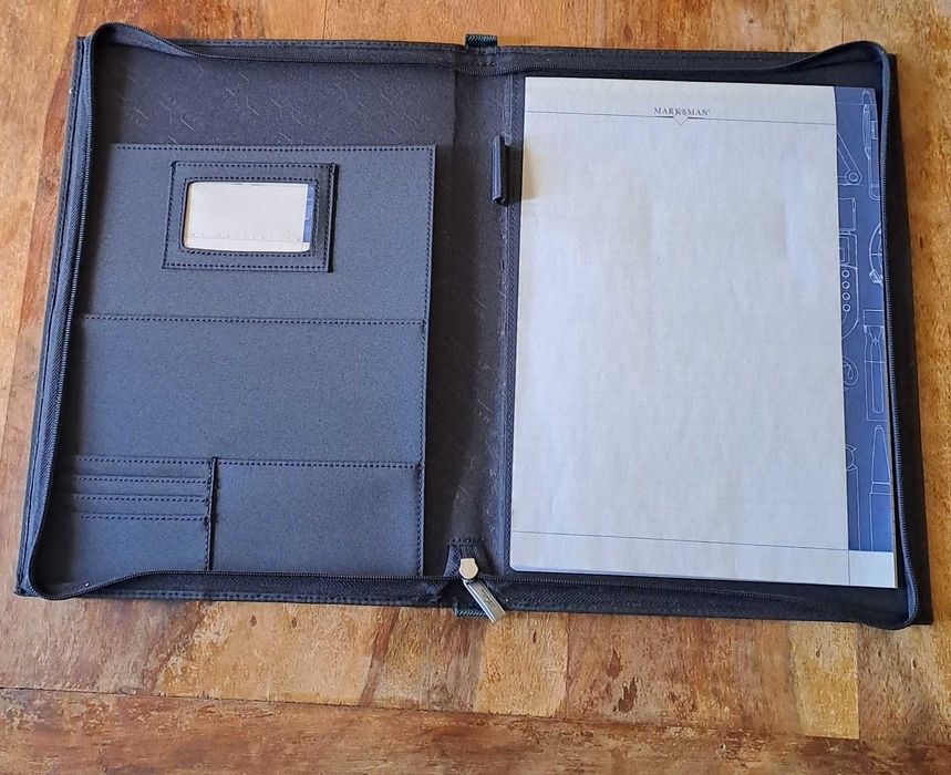 папка луксозна за документи черен с зелено Марксман Marksman размер А4