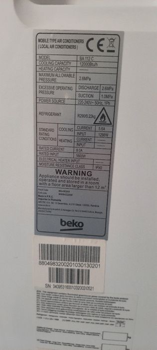 Aer condiționat portabil Beko