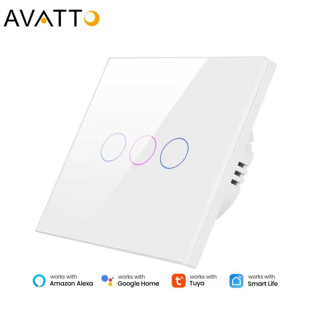 AVATTO TS02-EU Wi-Fi ключ за стена БЯЛ | ЧЕРЕН | 1-3 КАНАЛА