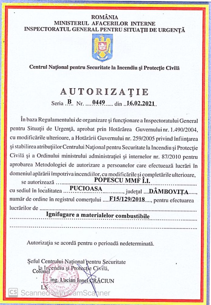 IGNIFUGARE lemn - Servicii autorizate I.G.S.U.