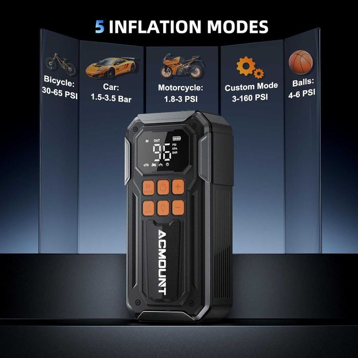 Портативный компрессор ACMOUNT C30 160PSI/30L 10000 mAh
