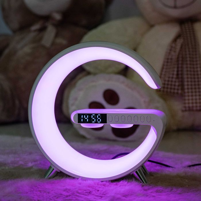 Смарт Лампа 4в1 - Будилник, Тонколона, Лампа, Безжично заряднo