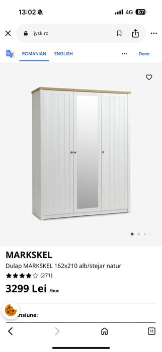 Vand dulap luat de la Jisk folosit doar 3 luni