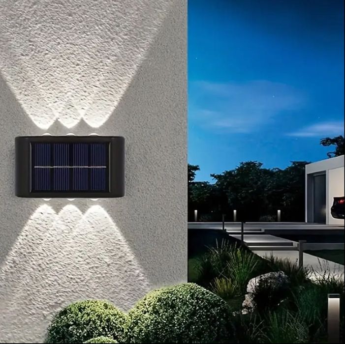 Комплект от 4 LED стенни лампи със соларно захранване.