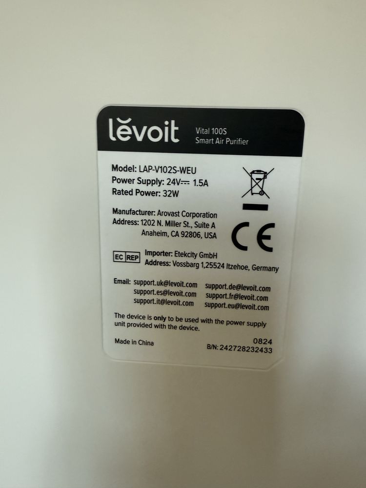 Пречиствател за въздух Levoit Vital 100S 52м [запазен]