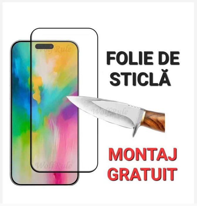 Folie Sticla Full iPhone X XR XS Max 11 12 13 14 15 16 17 Air Plus