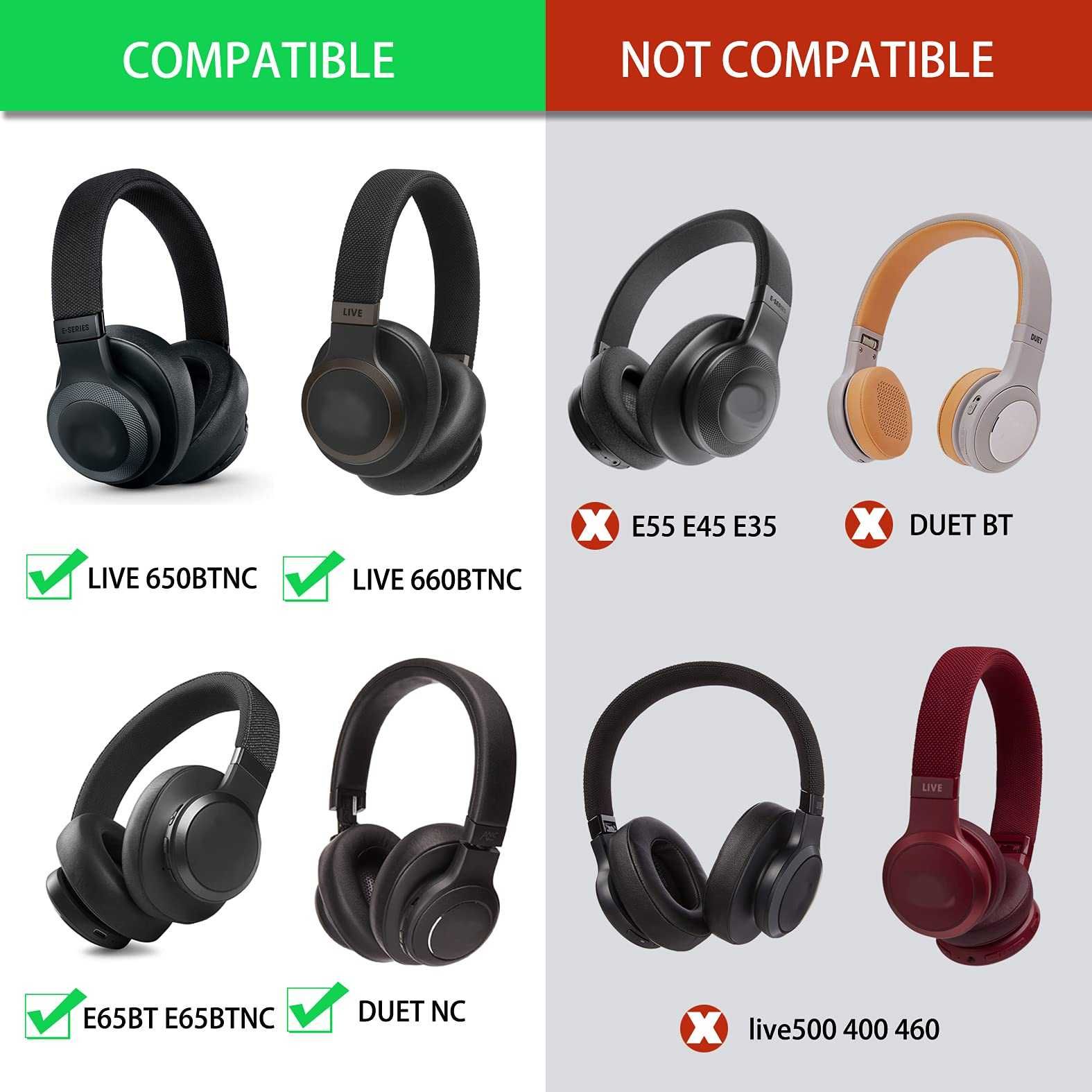 Set 2 bureti pentru casti JBL E65BT E65BTNC Live 650BTNC Live 660BTNC
