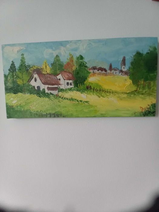 picturi în ulei pe pănză.pictura, pictat manual, texturata, cutit